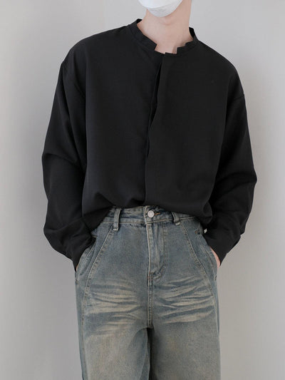 Zhou Minimal End Tie Shirt-korean-fashion-Shirt-Zhou's Closet-OH Garments