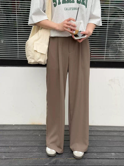 Zhou Minimal Style Relaxed Fit Trousers-korean-fashion-Trousers-Zhou's Closet-OH Garments