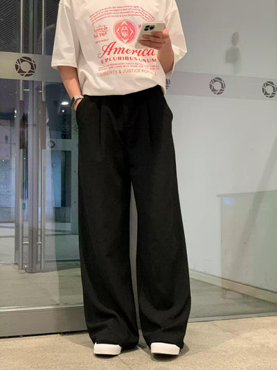 Zhou Minimal Style Relaxed Fit Trousers-korean-fashion-Trousers-Zhou's Closet-OH Garments