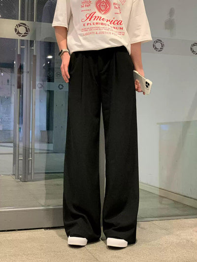 Zhou Minimal Style Relaxed Fit Trousers-korean-fashion-Trousers-Zhou's Closet-OH Garments