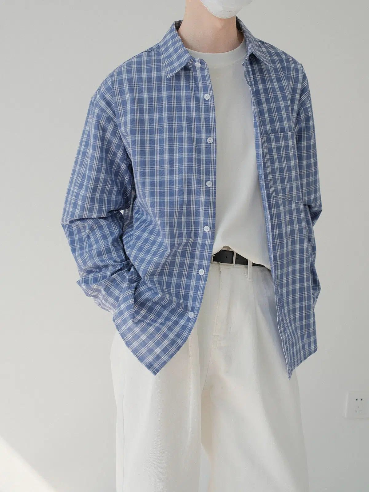 Zhou Minimalist Casual Plaid Shirt-korean-fashion-Shirt-Zhou's Closet-OH Garments