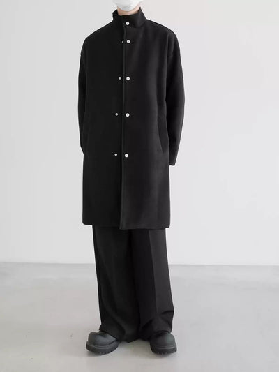 Zhou Minimalist High Collar Long Coat-korean-fashion-Long Coat-Zhou's Closet-OH Garments