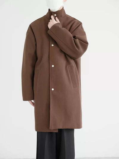 Zhou Minimalist High Collar Long Coat-korean-fashion-Long Coat-Zhou's Closet-OH Garments