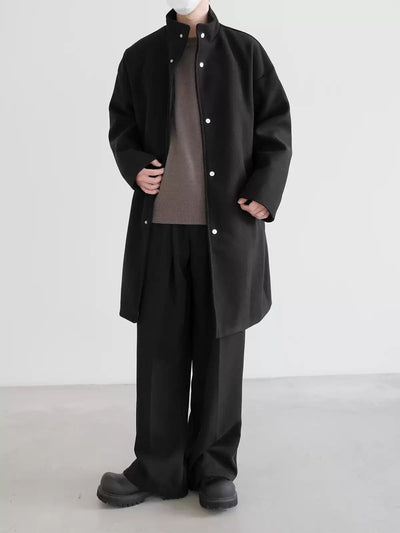 Zhou Minimalist High Collar Long Coat-korean-fashion-Long Coat-Zhou's Closet-OH Garments