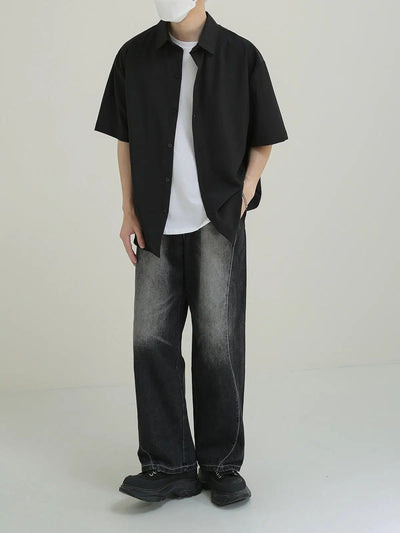 Zhou Minimalist Short Sleeve Shirt-korean-fashion-Shirt-Zhou's Closet-OH Garments