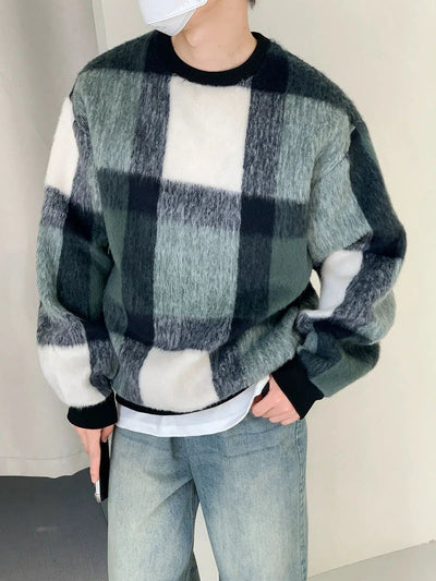 Zhou Mohair Checked Sweater-korean-fashion-Sweater-Zhou's Closet-OH Garments