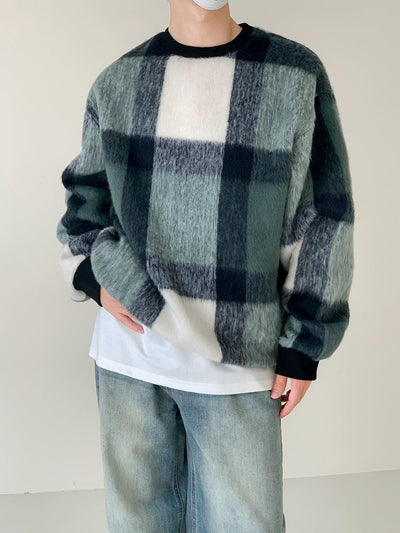 Zhou Mohair Checked Sweater-korean-fashion-Sweater-Zhou's Closet-OH Garments