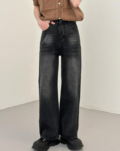 Zhou Multi Fade Detail Straight Leg Jeans-korean-fashion-Jeans-Zhou's Closet-OH Garments
