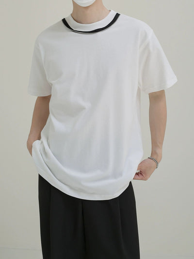 Zhou Neck Zip Line Detail Long Sleeve T-Shirt-korean-fashion-T-Shirt-Zhou's Closet-OH Garments