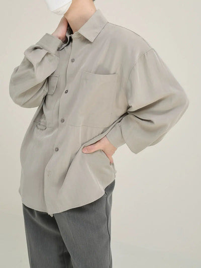 Zhou Non Parallel Front Pocket Shirt-korean-fashion-Shirt-Zhou's Closet-OH Garments