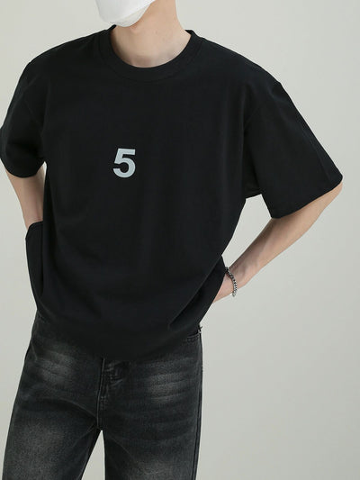 Zhou Number 5 Print T-Shirt-korean-fashion-T-Shirt-Zhou's Closet-OH Garments