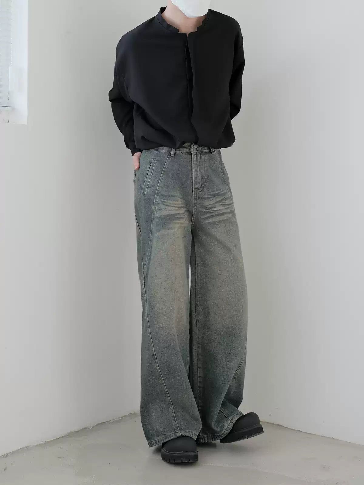 Zhou Oblique Detail Wide Leg Jeans-korean-fashion-Jeans-Zhou's Closet-OH Garments