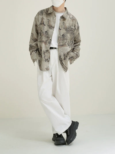 Zhou Old Classic Pattern Shirt-korean-fashion-Shirt-Zhou's Closet-OH Garments