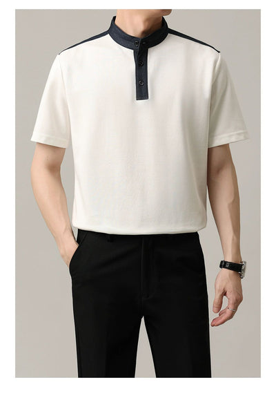 Zhou Outline Half Button T-Shirt-korean-fashion-T-Shirt-Zhou's Closet-OH Garments