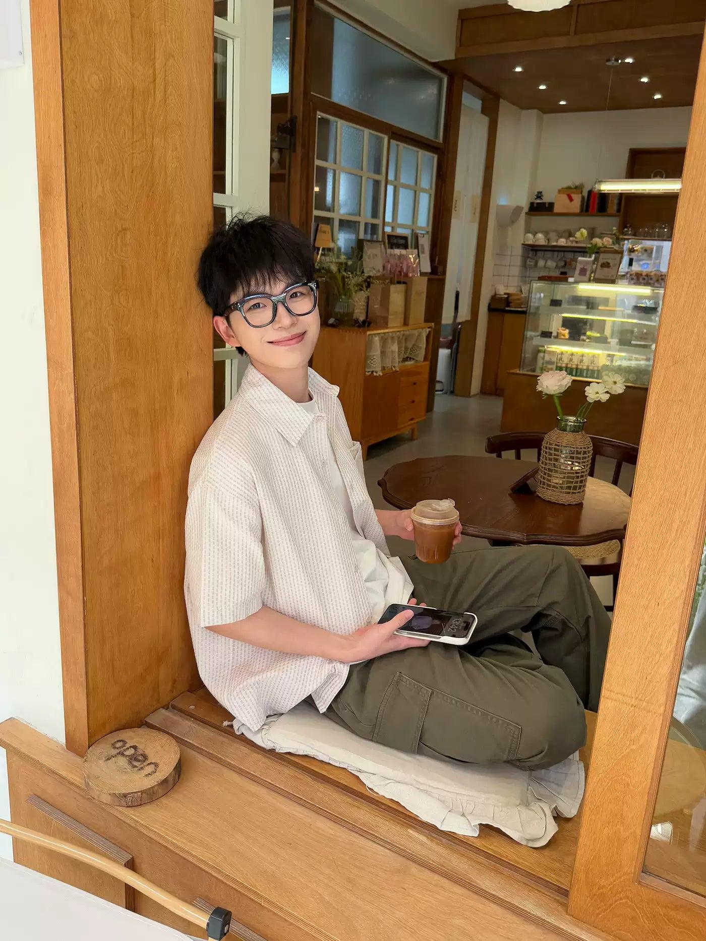 Zhou Patterned Front Pocket Shirt-korean-fashion-Shirt-Zhou's Closet-OH Garments