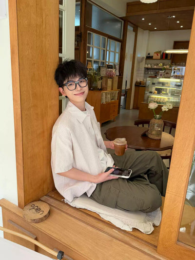 Zhou Patterned Front Pocket Shirt-korean-fashion-Shirt-Zhou's Closet-OH Garments
