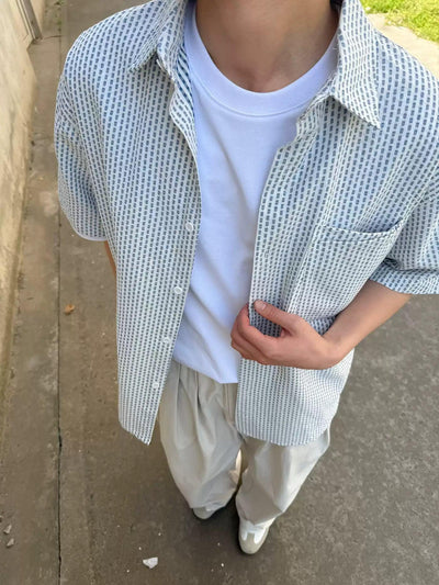 Zhou Patterned Front Pocket Shirt-korean-fashion-Shirt-Zhou's Closet-OH Garments