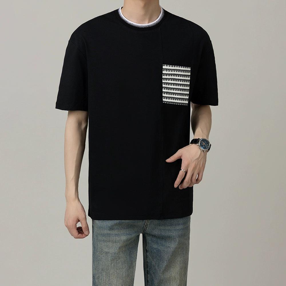 Zhou Patterned Front Pocket T-Shirt-korean-fashion-T-Shirt-Zhou's Closet-OH Garments