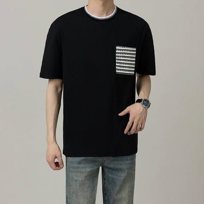 Zhou Patterned Front Pocket T-Shirt-korean-fashion-T-Shirt-Zhou's Closet-OH Garments