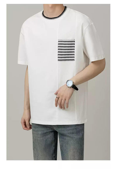 Zhou Patterned Front Pocket T-Shirt-korean-fashion-T-Shirt-Zhou's Closet-OH Garments