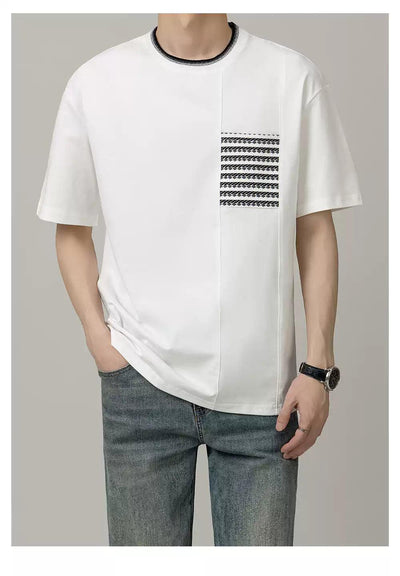 Zhou Patterned Front Pocket T-Shirt-korean-fashion-T-Shirt-Zhou's Closet-OH Garments