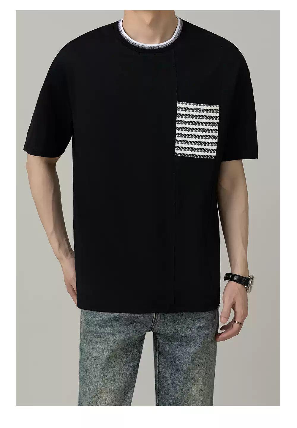 Zhou Patterned Front Pocket T-Shirt-korean-fashion-T-Shirt-Zhou's Closet-OH Garments