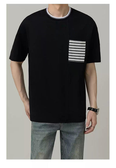 Zhou Patterned Front Pocket T-Shirt-korean-fashion-T-Shirt-Zhou's Closet-OH Garments