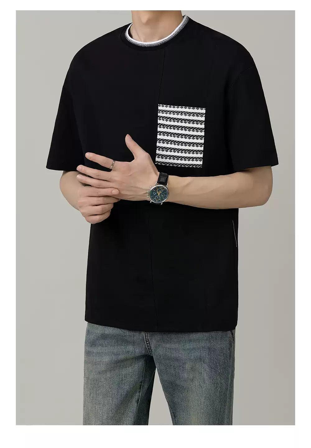 Zhou Patterned Front Pocket T-Shirt-korean-fashion-T-Shirt-Zhou's Closet-OH Garments