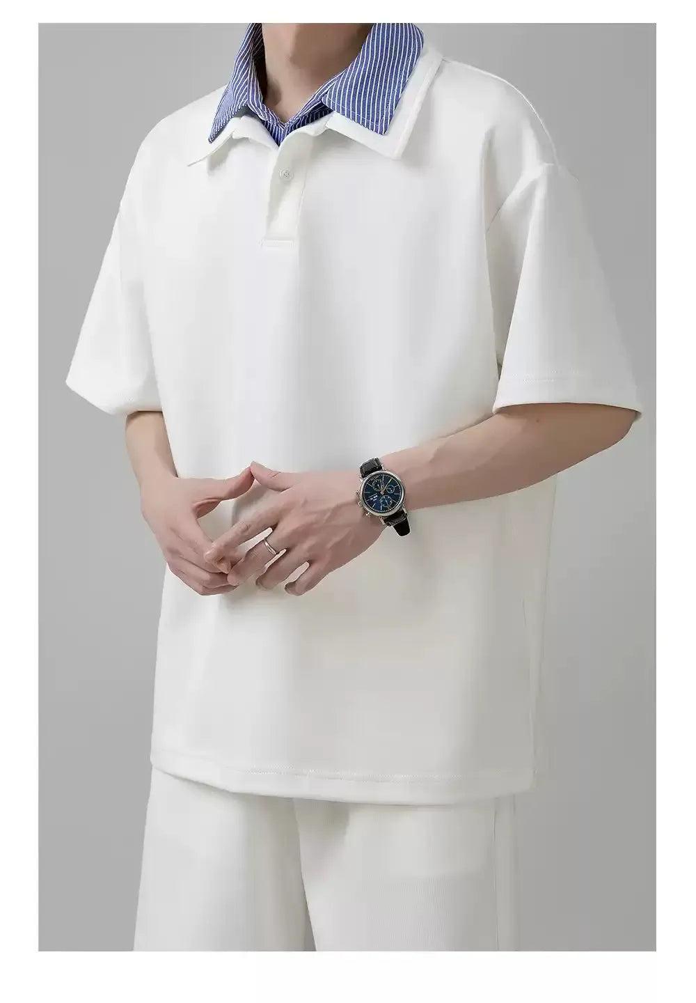 Zhou Plaid Layered Collar Polo-korean-fashion-Polo-Zhou's Closet-OH Garments