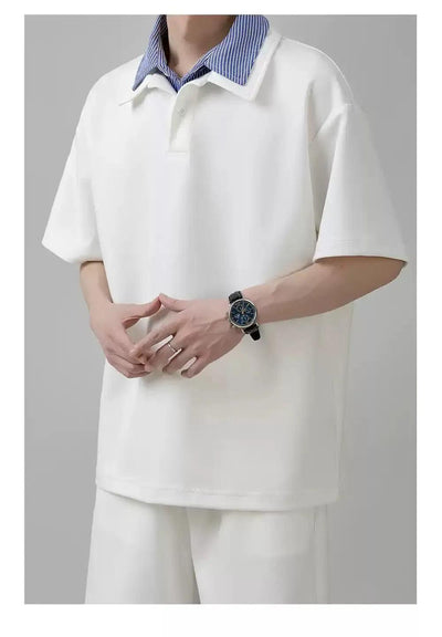 Zhou Plaid Layered Collar Polo-korean-fashion-Polo-Zhou's Closet-OH Garments