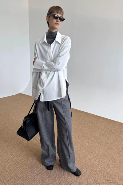 Zhou Plain Asymmetric Buttoned Shirt-korean-fashion-Shirt-Zhou's Closet-OH Garments