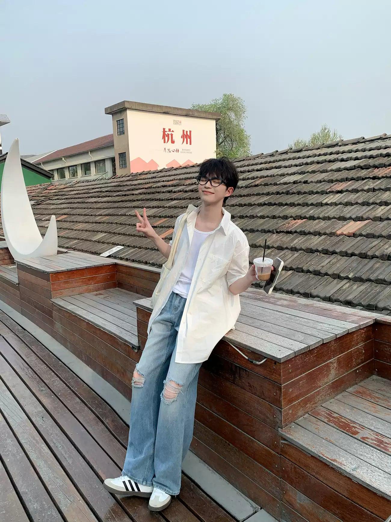 Zhou Plain Color Versatile Shirt-korean-fashion-Shirt-Zhou's Closet-OH Garments