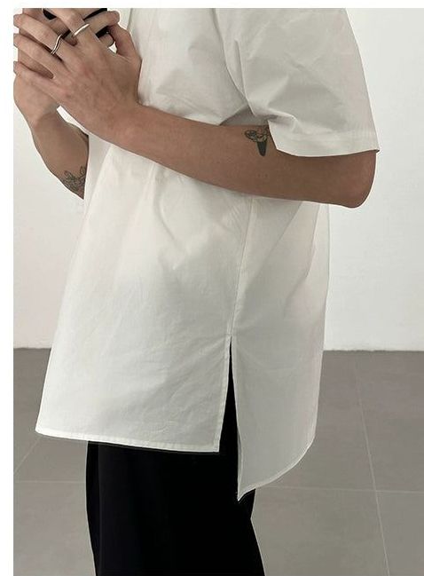 Zhou Plain Essential Relaxed Shirt-korean-fashion-Shirt-Zhou's Closet-OH Garments