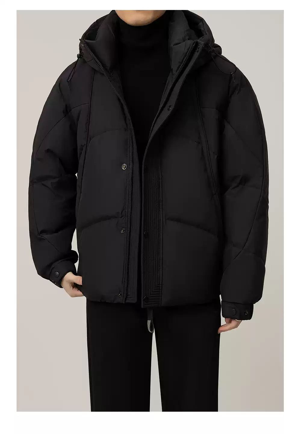 Zhou Plain Hooded Down Jacket-korean-fashion-Jacket-Zhou's Closet-OH Garments