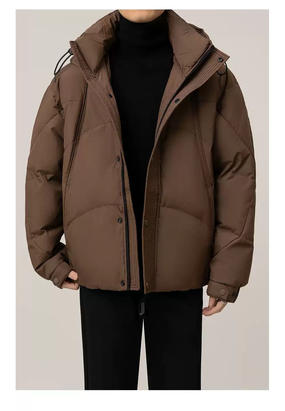 Zhou Plain Hooded Down Jacket-korean-fashion-Jacket-Zhou's Closet-OH Garments