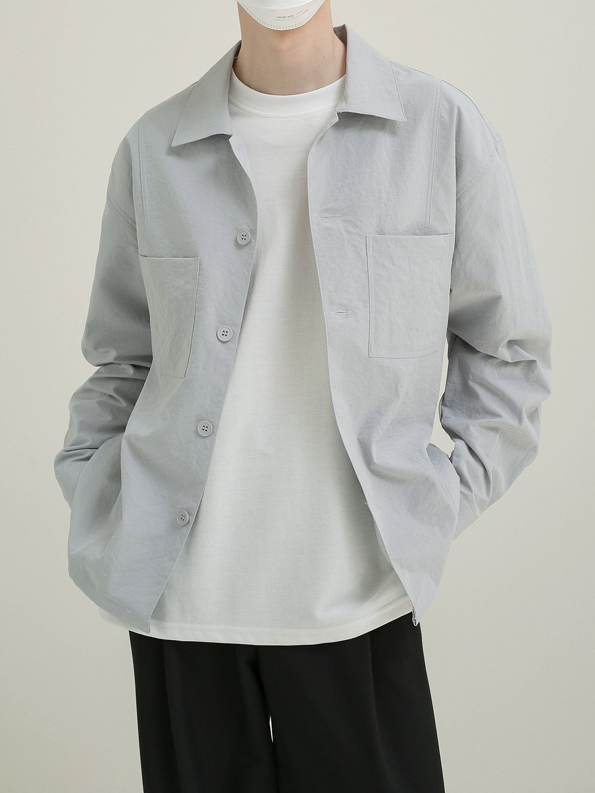 Zhou Plain Pocket Detail Shirt-korean-fashion-Shirt-Zhou's Closet-OH Garments