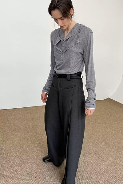 Zhou Pleated Front-Pocket Trousers-korean-fashion-Trousers-Zhou's Closet-OH Garments