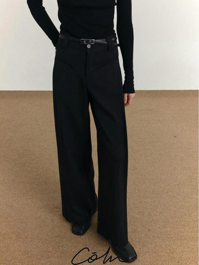 Zhou Pleated Front-Pocket Trousers-korean-fashion-Trousers-Zhou's Closet-OH Garments