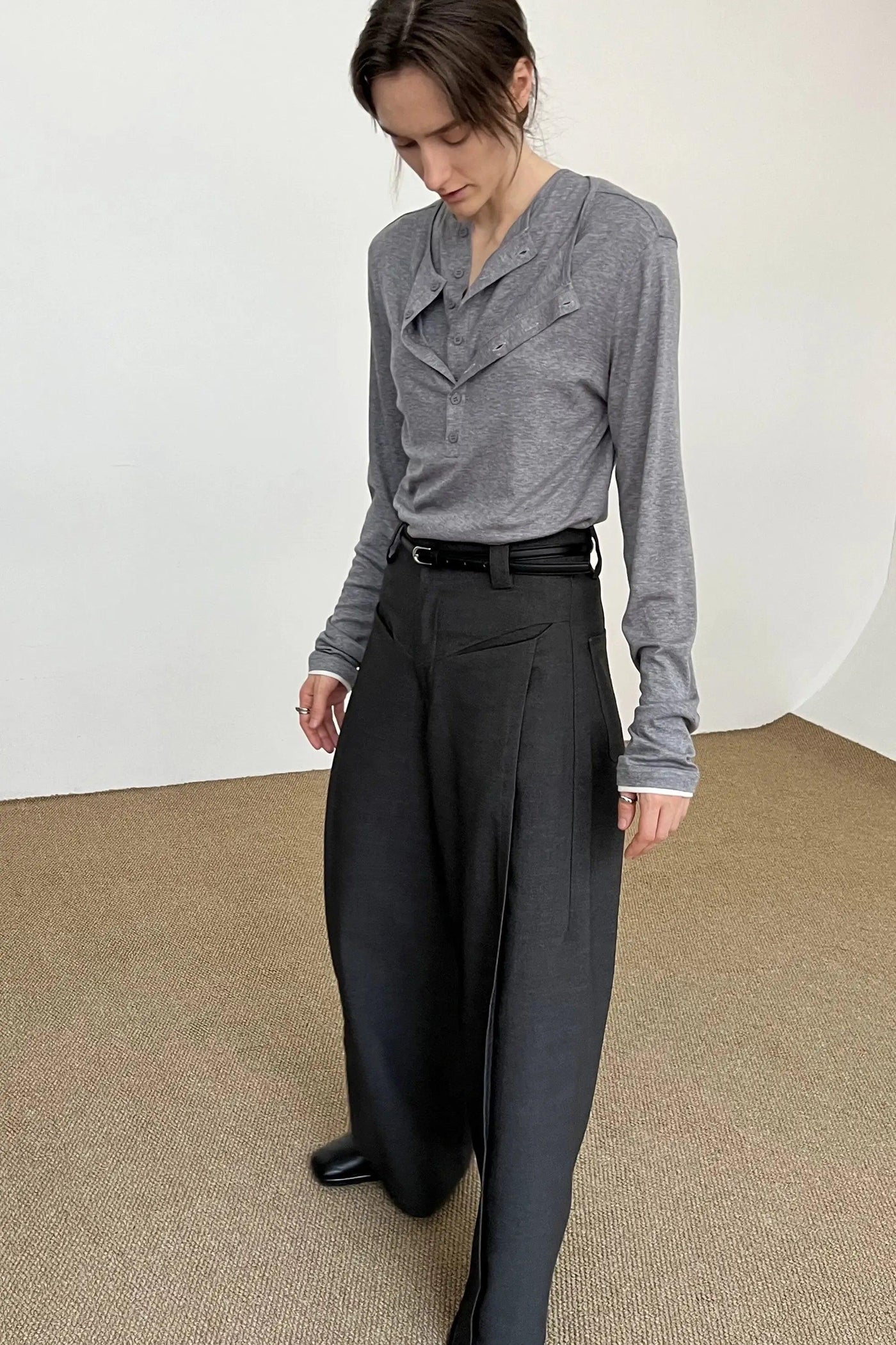 Zhou Pleated High Waist Trousers-korean-fashion-Trousers-Zhou's Closet-OH Garments