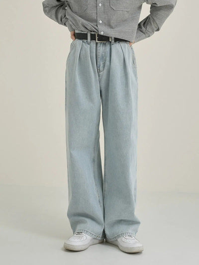 Zhou Pleated Loose Jeans-korean-fashion-Jeans-Zhou's Closet-OH Garments