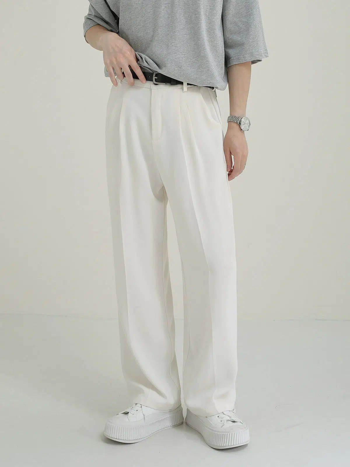 Zhou Pleated Seam Lines Trousers-korean-fashion-Trousers-Zhou's Closet-OH Garments