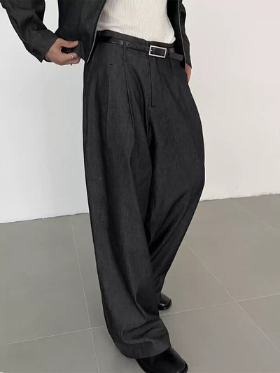 Zhou Pleats Relaxed Fit Trousers-korean-fashion-Trousers-Zhou's Closet-OH Garments