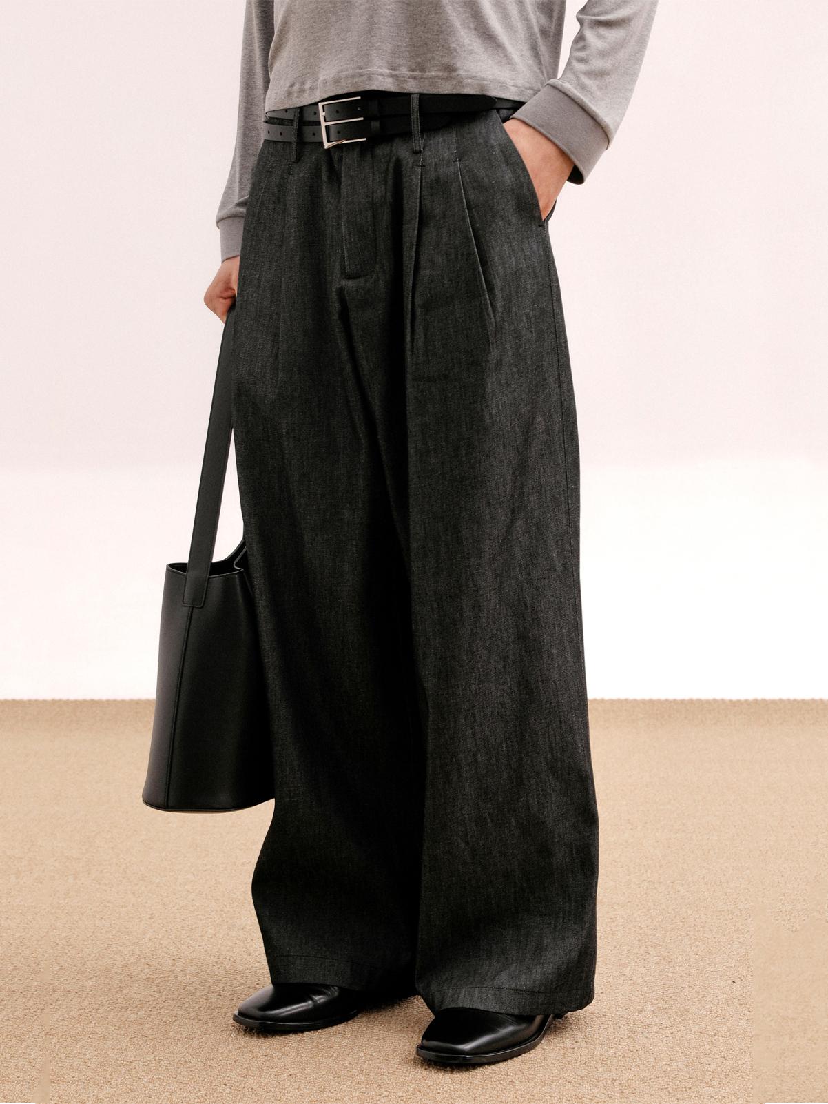 Zhou Pleats Relaxed Fit Trousers-korean-fashion-Trousers-Zhou's Closet-OH Garments