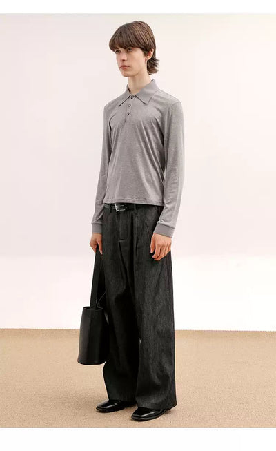 Zhou Pleats Relaxed Fit Trousers-korean-fashion-Trousers-Zhou's Closet-OH Garments