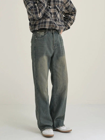 Zhou Raw Ends Faded Jeans-korean-fashion-Jeans-Zhou's Closet-OH Garments