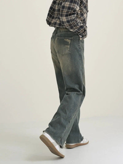 Zhou Raw Ends Faded Jeans-korean-fashion-Jeans-Zhou's Closet-OH Garments