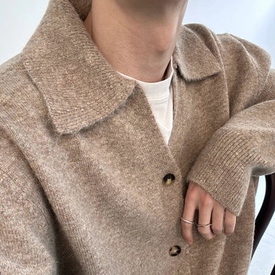 Zhou Relaxed Casual Buttoned Knit Jacket-korean-fashion-Jacket-Zhou's Closet-OH Garments