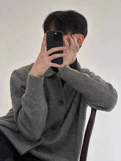 Zhou Relaxed Casual Buttoned Knit Jacket-korean-fashion-Jacket-Zhou's Closet-OH Garments