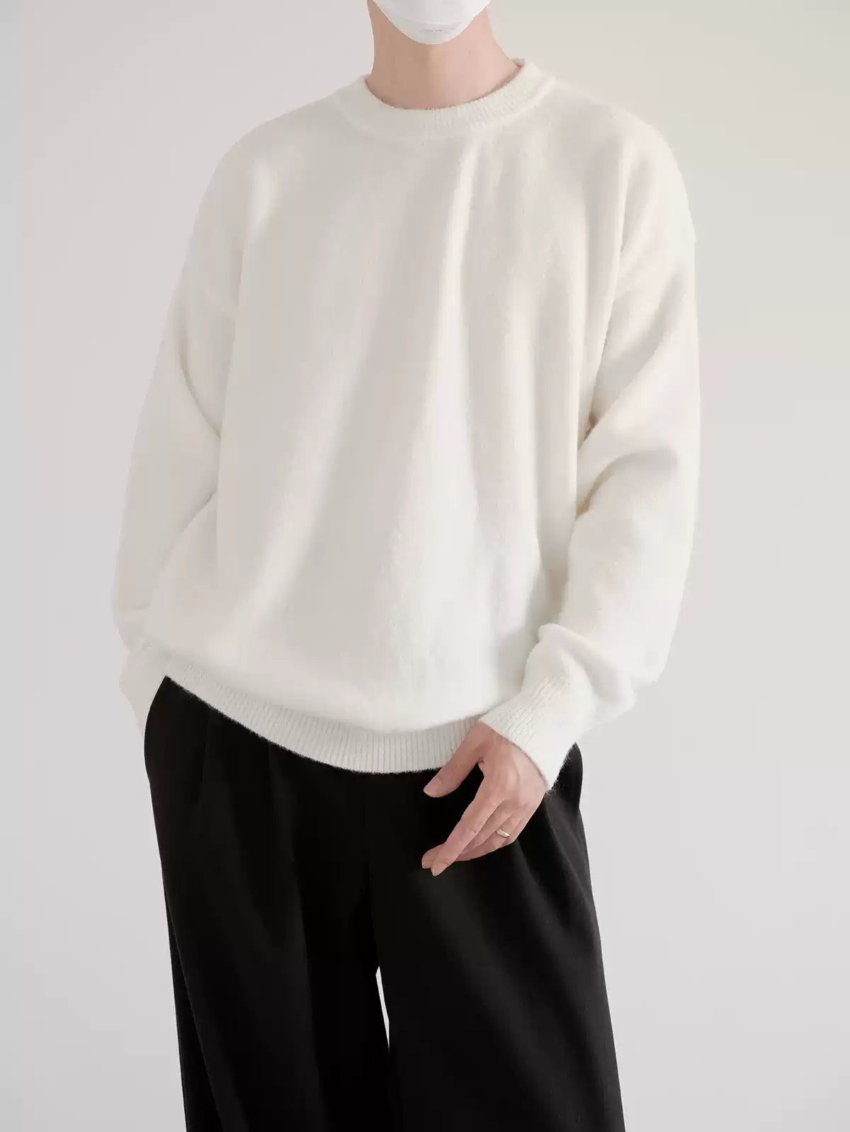 Zhou Ribbed Hem Casual Fit Sweater-korean-fashion-Sweater-Zhou's Closet-OH Garments