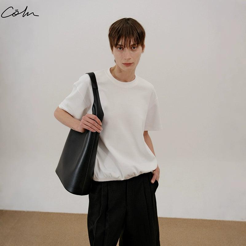 Zhou Ruched End Regular T-Shirt-korean-fashion-T-Shirt-Zhou's Closet-OH Garments